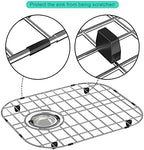 SANNO Kitchen Sink Protectors,Sink Grid with Rear Drain Hole, Double Sink Rack, 16.14"*13",Stainless Steel - Image 4