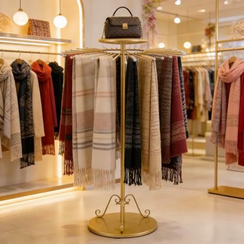 Rotatable Scarf Display Purse Tie Rack Shawl Stand Belt Hanger - Image 6