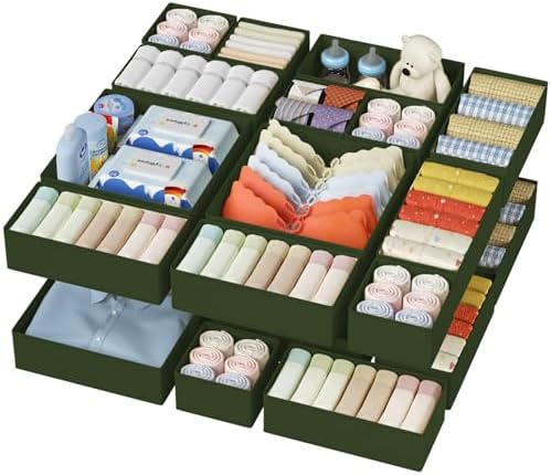 DIMJ Drawer Organizer Clothes - 20 Pack Closet Drawer Organizer Bins for Baby Clothes Storage, Fabric Dresser Organizer for Nursery Bedroom, Foldable Small Drawer Dividers for Underwear Socks by DiMJ