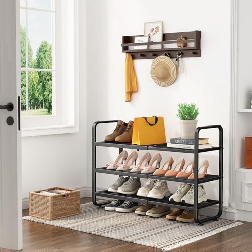 Expandable Metal Shoe Rack for Closet, Entryway & Garage, 3-Tier, Black - Image 2