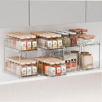 Yieach 4 Pack 2 Tier Vertical Spice Rack Pull Out,10.4'' Deep Narrow Slide Out Spice Rack Organizer for Inside Cabinets,Kitchen,Pantry,Cupboard Seasoning,Can,Jar Organizer and Medicine Cabinet Storage by Yieach