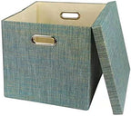 Posprica Storage Bins with Lids,13×13×13 Foldable Storage Cube Baskets Boxes Fabric Drawers for Closet Shelf Cabinet Bookcase,Set o f 4,Teal - Image 3