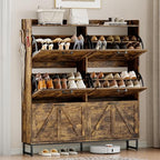 Wodeer Shoe Cabinet Storage for Entryway, Shoe Storage Cabinet with 6 Flip Drawers, Freestanding Narrow Shoe Rack Organizer with Metal Legs, Adjustable Shelves & Open Storage for Foyer, Hallway, Brown by WODEER