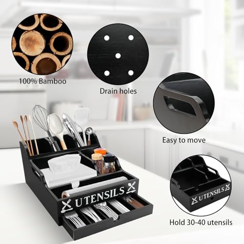 Large Kitchen Utensil Holder with Drawer Organizer for Party Picnic - Image 2