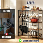 Pot and Pan Organizer Rack with Lids Holder, 5-Tier Kitchen Cookware Storage Shelf, Adjustable Freestanding Pot Rack for Kitchen, Pantry & Dining Room - Image 2
