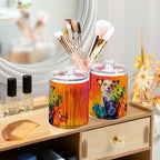 Fustylead 4 Pack Tower Of Cute Dogs Oil Painting Style Vibrant Color Qtip Holder Dispensers, Bathroom Storage Canister Plastic Apothecary Jar Set for Cotton Swabs, Ball, Pads, Floss - Image 5