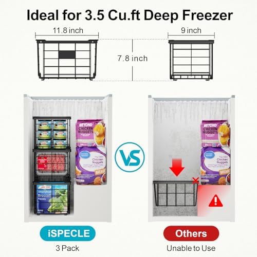iSPECLE Freezer Organizer Bins - Stackable for 3.5 Cu.ft Freezer, 3 Pack - Image 3