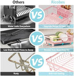 Dish Drying Rack for Kitchen Counter,12.8" W x 16.9" L,Pink - Image 5