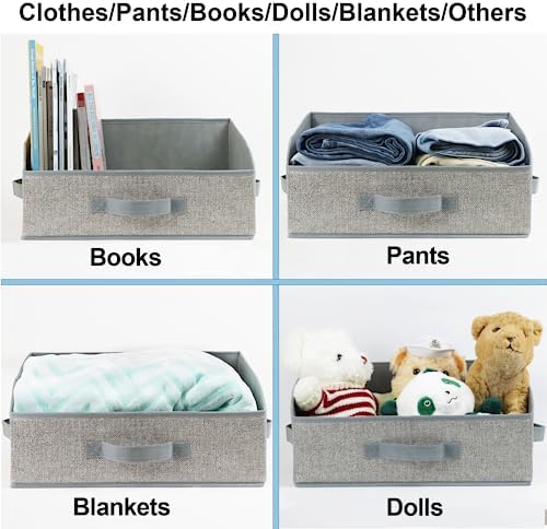6 Pack Closet Storage Bins for Shelves, Shelf Baskets for Organization, Closet Organizers and Storage, Trapezoid Storage Bin Closet Shelf Organizer for Clothes,Toy,Towel,Book,Baby Clothing (6PC-Gray) - Image 3