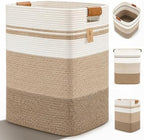 Laundry Hamper, Cotton Rope Laundry Basket with Leather Handles, 25.1-Gallon/95 L Large Clothes Hampers for Laundry, Woven Laundry Baskets for Blankets, Clothing, Bedroom, Living Room, Nursery by ARATECHOME