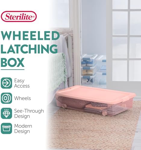 Sterilite Wheeled Latching Box w/Lids for Home & Office, 56 Quart, 12-Pack - Image 3