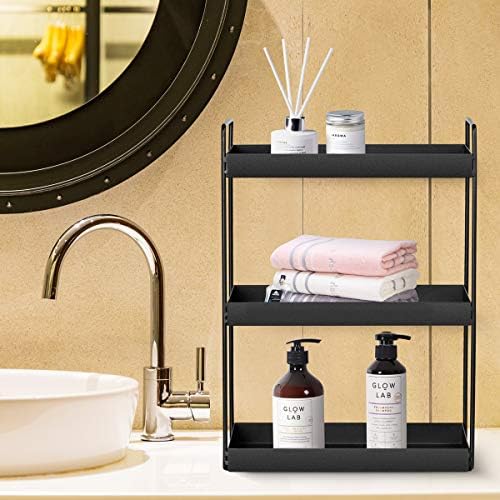 3-Tier Bathroom Countertop Organizer, Black, 12.2" L x 6.7" W x 16.9" H - Image 2