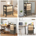 Rolling Cart with 4 Drawers, Plastic Drawer Storage Carts with Wheels & Wooden Tabletop, Metal Utility Cart with Pegboards, Office Living Room Classroom Craft Organization and Storage, Dark Brown - Image 6