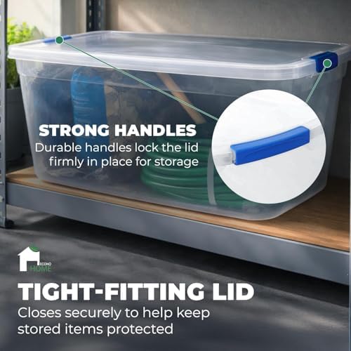 EconoHome Clear 95qt Storage Box - Heavy-Duty Tote for Organizing at Home, Office, or Garage - 24 Gallon Clear Plastic Storage Bins with Lids - Lidded Stackable Organizer Bins for Organization - Image 4