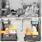 Saydear L-Shaped Under Sink Organizer, 2-Tier Pull-out Cabinet Rack 1-Pack - Image 3
