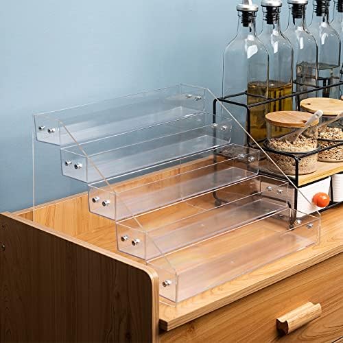 Acrylic Spice Rack, Tiered Spice Rack Shelf Seasoning Organizer - Image 5