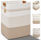 Laundry Hamper, Cotton Rope Laundry Basket with Leather Handles, 25.1-Gallon/95 L Large Clothes Hampers for Laundry, Woven Laundry Baskets for Blankets, Clothing, Bedroom, Living Room, Nursery by ARATECHOME