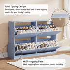 Blue Hidden Shoe Storage Cabinet for Entryway with 4 Flip Drawers - Image 5