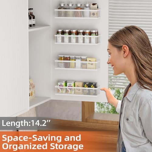 Spice Rack Wall Mounted, 4 Pack Pantry Door Organizer & Hanging Storage Baskets Organizer Wall Mount, Large Capacity Metal Spice Shelf for Kitchen Cabinet, Bathroom, Shower, Home Decor, Modern Design - Image 2