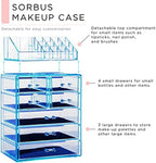 Sorbus Makeup Organizer, 7-Drawer Acrylic 2-Piece Set (Blue Brilliance) - Image 4