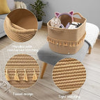 TeoKJ Storage Basket 3 Pack for Organizing, Rope Cotton Baskets for Toy, Clothes, Blankets, Decorative Basket for Living Room, Nursery, Bathroom, Jute - Image 3