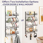 SWTYMIKI Over Door Hat Organizer - 5 Tier Wall Mounted Hat Rack with 4 Adjustable Metal Basket and 3 Hooks, Hanging Baseball Cap Organizer Storage Holds up to 49 Caps for Door, Bedroom, Closet - Image 5