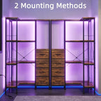 AFLUI 4-Tier Corner Bookshelf with LED Light Strips, 4 Fabric Drawers - Image 6