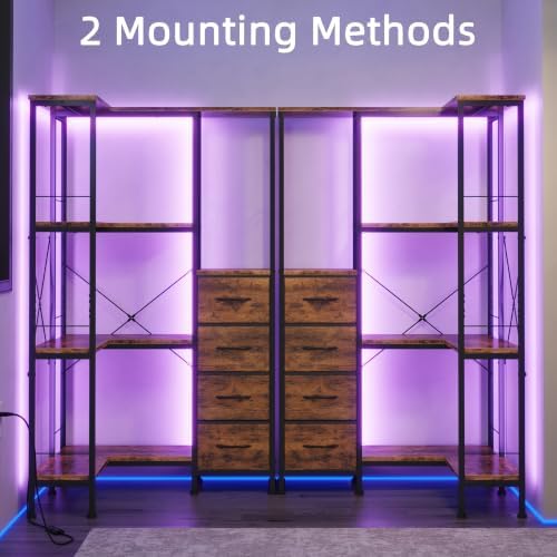 AFLUI 4-Tier Corner Bookshelf with LED Light Strips, 4 Fabric Drawers - Image 6