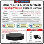 19.7In Remote Large Motorized electric turntable Rotating platform Photography Turntable Motorized lazy susan Base giratoria para for Photography,3D Scanner,Heavy duty display(Load Range:220~500lbs) - Image 2