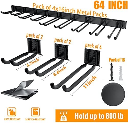 TORACK Tool Storage Rack Heavy Duty Garage Wall Mount Garden Tool Organizer - Image 2