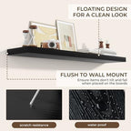 RICHFOCUS Long Floating Shelves for Wall 1Pack, Black, 55" Lx8 D - Image 5