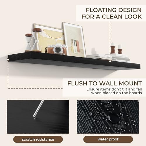 RICHFOCUS Long Floating Shelves for Wall 2Pack, Black, 55" Lx8 D - Image 6