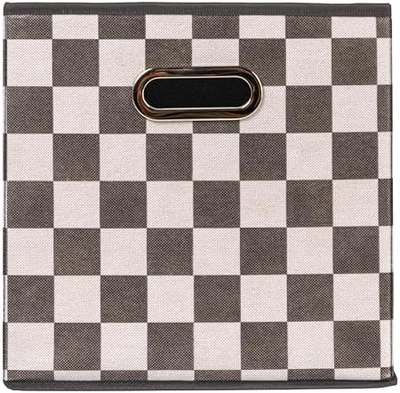Household Essentials Fabric Storage Bins 6 Piece Set, Checkerboard White and Black - Image 4