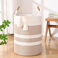 Large Laundry Basket, Laundry Hamper with Leather Handles, 75L Woven Dirty Clothes Hamper, Rope Hampers for Bedroom, Barthroom, Brown by Degeyoyo