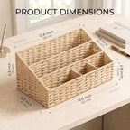 Rattan Mail Organizer - Countertop, Desk, Bills, Woven Basket, Magazine Holder, Mail Sorter, Hobo Organizer，Beige - Image 2