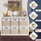 Ornavo Home 13x15x13 Foldable Fabric Storage Cube Bins, 6 Pack, White/Khaki - Image 6