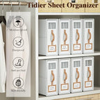 4 Pack Foldable Bed Sheets Set Organizers and Storage(King & Queen Size),Linen Fabric Closet Organizers with Window,Folding Bedding Storage Box for Bedsheets and Pillow Cube Organizer-White - Image 5