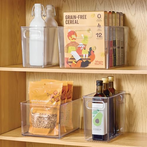 iDesign Tall Plastic Storage Bin with Handles, Set of 2, Clear - Image 3