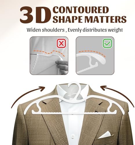 24-Pack White Plastic Short Neck Hangers for Closet Organization - Image 4