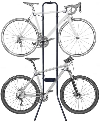 Delta Cycle Michelangelo 2 Bike Storage Rack Black - Gravity Fully Adjustable Bike Storage Garage For Road, MTB, and Hybrid Bicycles - Vertical Bike Rack Holds Up To 80 lbs by deltaCycleandHome