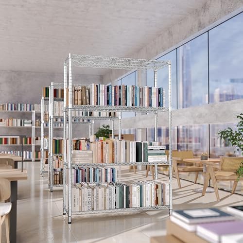 IZEUK 3400 LBS Garage Shelving Wide Storage Shelves 4 Tier Metal Shelves Heavy Duty Adjustable Utility Shelf Rack Chrome 17.7" D x 47.2" W x 70.4" H - Image 2