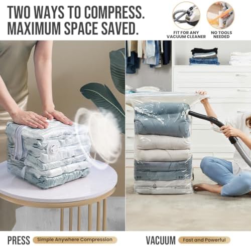 TAILI 6 Pack Cube Vacuum Storage Bags, Combo(3 Jumbo+3 Medium), Cream - Image 3