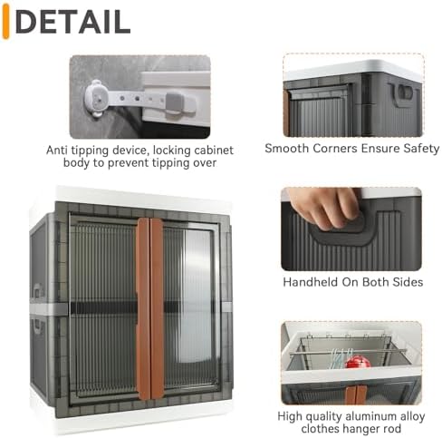 Wardrobe, Closet, Collapsible Storage Cabinet, Useful Box with Large Capacity, 37.5 Gal (142 L), Stackable, Easy Storage of Clothing, Installation Free - Image 6
