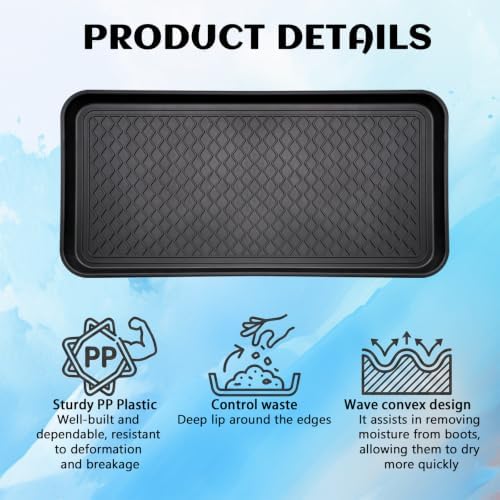 8 Pcs Multi Purpose Boot Tray Pet Feeding Mat Anti Slip Waterproof Protection Shoe Mat for Indoor Outdoor(Black, 30 x 15 x 1.2 inch) - Image 3