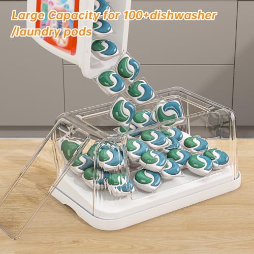2-in-1 Trash Bag Holder Laundry & Dishwasher Pods Container,Garbage Bag Dispenser with Removable Lids,Kitchen Organizer and Under Sink Storage Box - Image 3
