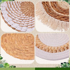 Xuhal 15 Pcs Boho Wall Basket Decor Handwoven Hanging Seagrass Woven Basket - Image 3