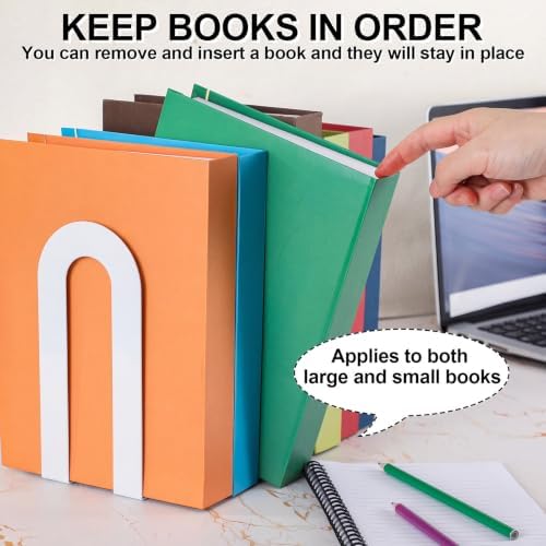 Chunful 10 Pcs White Metal BookEnds Shelves, 7.5 x 5.75 x 3.5 in - Image 4