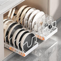 Pots and Pans Organizer Under Cabinet 2 Pack, Pull-Out Cabinet Organizer for Pot Lids, Bakeware, Dishes, 8 Adjustable Dividers (White by Unknown