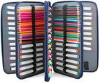 Vomgomfom 300 Slots Marker Case 4-Layer PU Leather, Handle, Blue Rose - Image 6