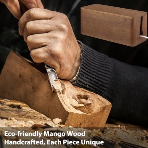 ZhiYo Wood Cable Management Box, Medium Cord Organizer Box for Power Strip - Image 7
